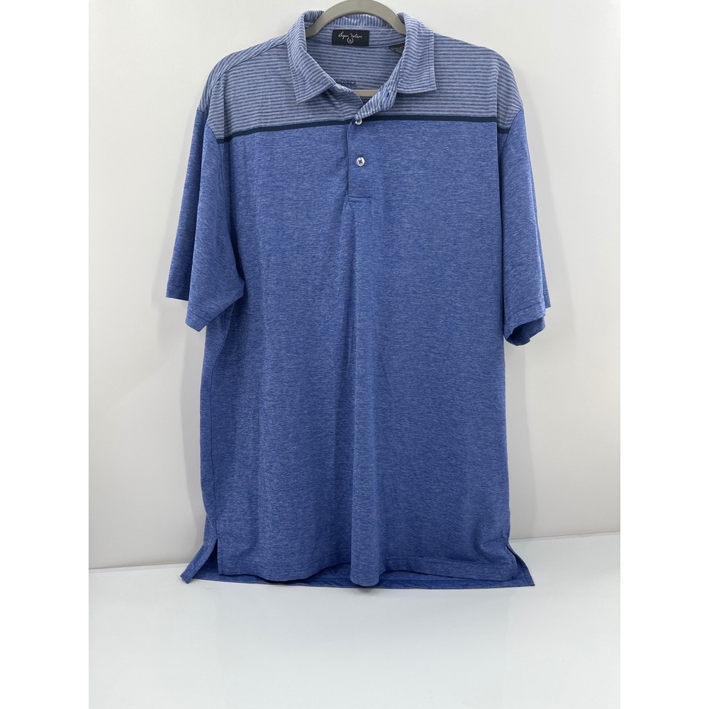 Byron Nelson Mens Blue Striped Performance Golf Polo Shirt Cane Garden CC Large